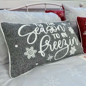 Charlotte Thomas - Christmas Filled Cushion Xmas Decorations Tis The Season 60x35cm - Grey