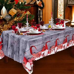 AOUGO Christmas Tablecloth, 180 x 150cm Rectangular Christmas Tablecloths Gray Christmas Table Cover Dining Table Cloth, Large Washable Christmas Dinner