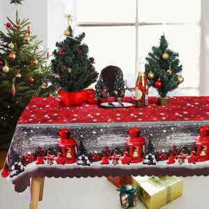 Aougo - Christmas Tablecloth, 180 x 150cm Rectangular Christmas Tablecloths Red Christmas Table Cover Dining Table Cloth, Large Washable Christmas