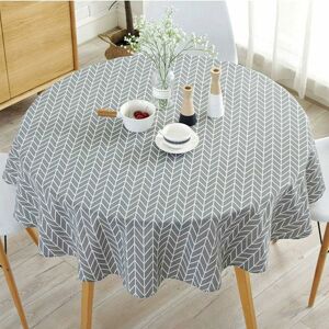 GROOFOO Cotton and Linen Round Tablecloth Fabric Twill Tablecloth Simple Nordic Style Fresh Durable Reusable Wrinkle-Resistant Decoration for Kitchen Dining