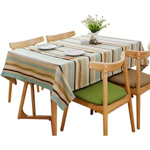 Groofoo - Cotton and Linen Tablecloth Color Bar Embroidered Rectangle Washable Dining Table Cloth Dinner Picnic Table Linen, Assorted Size Cafe