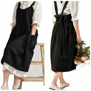 Rose - Cotton Linen Apron Adjustable Bib Apron Waist Cooking Aprons Black