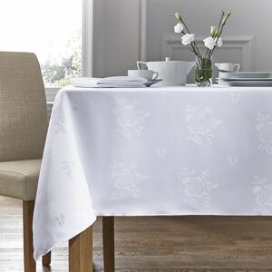 Homespace Direct - Damask Rose Tablecloth 54x90 Rectangle For Dining Table Easycare - White