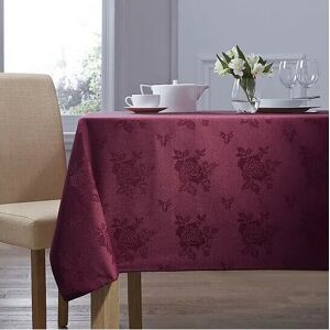 HOMESPACE DIRECT Damask Rose Tablecloth 54x90 Rectangle For Dining Table Easycare - Burgundy