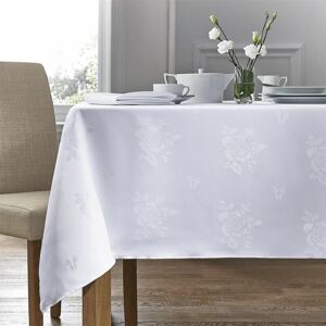 Homespace Direct - Damask Rose Tablecloth 70 Rectangle For Dining Table Easycare - White