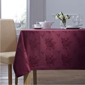 Homespace Direct - Damask Rose Tablecloth 70x108 Rectangle For Dining Table Easycare - Burgundy