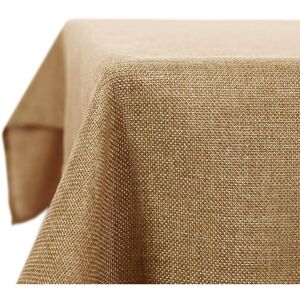 Deconovo - Christmas Decorations Water Resistant Tablecloth Wipeable Faux Linen Table Cover for Painting 51x110in(130x280cm) Golden Brown - Golden