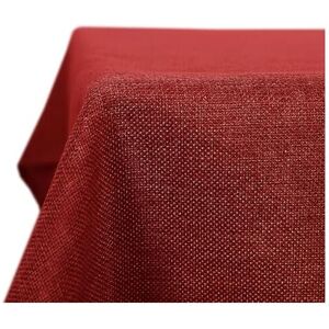 DECONOVO Christmas Decorations Table Cloth 54x108in(137x274cm) Faux Linen Fabric Table Cloth Rectangle Water Resistant Tablecloth for Garden Table Red - Red