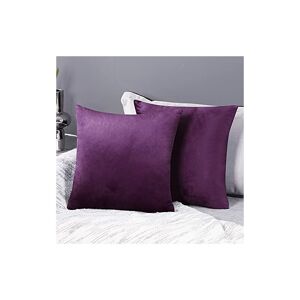 DECONOVO Set of 2 Home Decoration Large Crushed Velvet Cushion Covers 60cm x 60cm 24x24 Inches Throw Pillow Cases Cushion Covers for Garden Chairs Purple