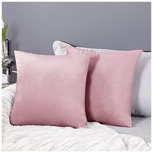 Deconovo Solid Crushed Velvet Cushion Covers with Invisible Zipper Throw Pillow Cases Set of 2 55 x 55 cm Baby Pink - Baby Pink