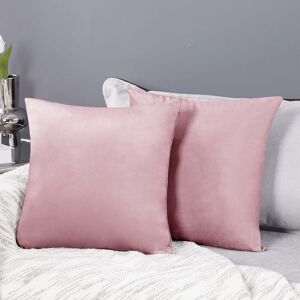 Deconovo - Solid Crushed Velvet Cushion Covers with Invisible Zipper Throw Pillow Cases Set of 2 50 x 50 cm Baby Pink - Baby Pink