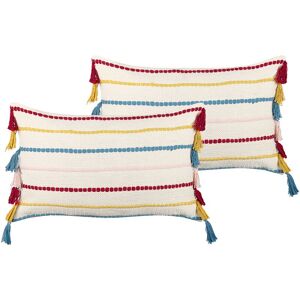 Beliani - Decorative Throw Cushions Striped Pattern 40 x 60 Multicolour Agave - Multicolour