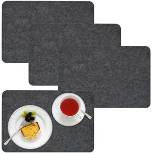 Dunedesign - 4 Place Mats 43x30x0,5cm artificial felt Table Mats Placemats Grey - grau