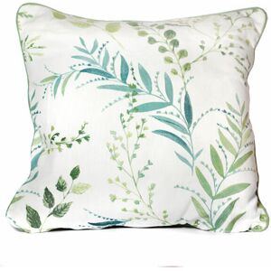 Fernworthy Leaf Print Piped Filled Cushion, Green, 43 x 43 Cm - Fusion