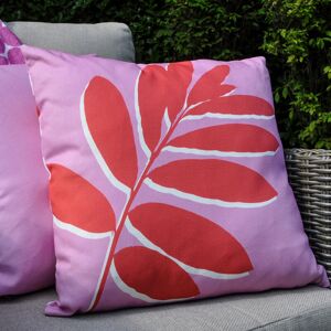 Ingo Leaf Print 100% Cotton Outdoor Filled Cushion, Pink, 43 x 43 Cm - Fusion