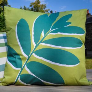 Ingo Leaf Print 100% Cotton Outdoor Filled Cushion, Green, 43 x 43 Cm - Fusion