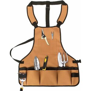 TINOR Garden Tool Apron, Waterproof Oxford Cloth Work Apron with 15 Tool Pockets, Wear-Resistant and Durable Apron Cross-Back Straps & Adjustable up for