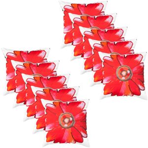 Gardenista - Outdoor Scatter Cushions, Ready Filled Printed Pillows 45x45cm, Soft Square Pillows for Garden Decoration - Daisy Red (10pcs)