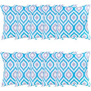 Gardenista - Outdoor Scatter Cushions, Ready Filled Printed Pillows 45x45cm, Soft Cotton Square Pillows for Garden Decoration - Blue/Grey (10pk)