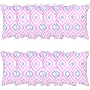 Gardenista - Outdoor Scatter Cushions, Ready Filled Printed Pillows 45x45cm, Soft Cotton Square Pillows for Garden Decoration - Pink/Grey (10pk)