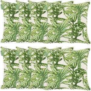 GARDENISTA Outdoor Scatter Cushions, Ready Filled Water Resistant Printed Pillows 45x45cm, Soft Cotton Square Pillows for Garden Decoration - Fern (8pk)