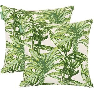 GARDENISTA Outdoor Scatter Cushions, Ready Filled Water Resistant Printed Pillows 45x45cm, Soft Cotton Square Pillows for Garden Decoration - Fern (2pk)