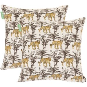 GARDENISTA Outdoor Scatter Cushions, Ready Filled Water Resistant Printed Pillows 45x45cm, Soft Cotton Square Pillows for Garden Decoration - Leopard (2pk)