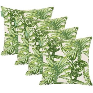 GARDENISTA Outdoor Scatter Cushions, Ready Filled Water Resistant Printed Pillows 45x45cm, Soft Cotton Square Pillows for Garden Decoration - Fern (4pk)