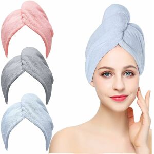 HÉLOISE Hair Towel,3 Pieces Hair Drying Towels Hair Towel Dry Hair Cap Microfiber Towel with Buttons for Women, Girls, Wet, Long, Thick Hair.