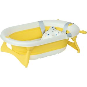 Homcom - Collapsible Baby Bath Tub Foldable Ergonomic w/ Cushion for 0-3 Years Yellow - Yellow