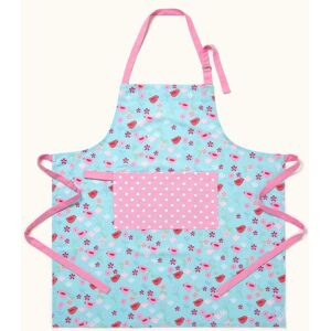 Birds and Flowers Pink Cotton Apron - Blue - Homescapes