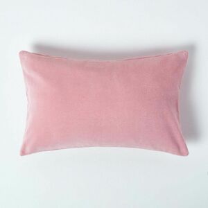 Homescapes - Pink Velvet Rectangular Cushion Cover, 30 x 50 cm - Pink