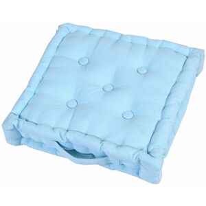 Homescapes - Cotton Blue Floor Cushion, 50 x 50 cm - Blue