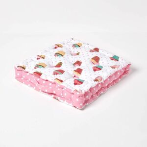 Homescapes - Cotton Cup Cakes Floor Cushion, 50 x 50 cm - Pink