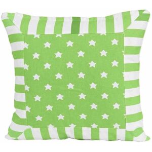 Homescapes - Cotton Green Stripe Border and Stars Cushion Cover, 45 x 45 cm - Green