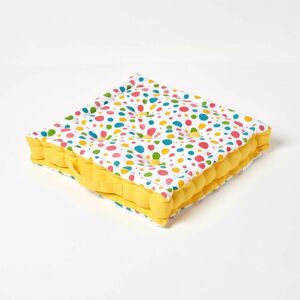 Homescapes - Cotton Multi Coloured Polka Dot Floor Cushion, 50 x 50 cm - Multi Colour
