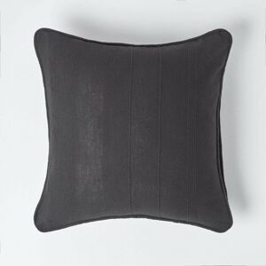 Homescapes - Cotton Rajput Ribbed Black Cushion Cover, 60 x 60 cm - Black