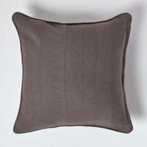 Homescapes - Cotton Rajput Ribbed Charcoal Grey Cushion Cover, 60 x 60 cm - Grey