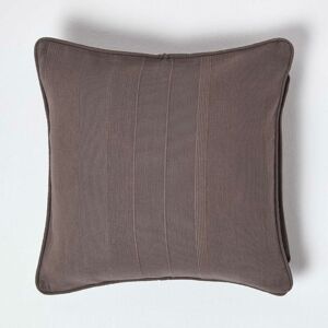 Homescapes - Cotton Rajput Ribbed Charcoal Grey Cushion Cover, 45 x 45 cm - Grey