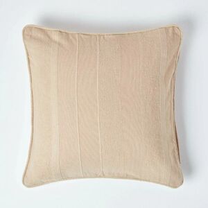 Homescapes - Cotton Rajput Ribbed Beige Cushion Cover, 45 x 45 cm - Natural