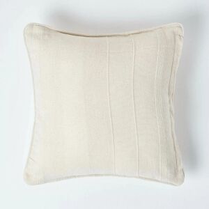 HOMESCAPES Cotton Rajput Ribbed Natural Cushion Cover, 45 x 45 cm - Natural