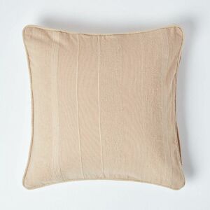 Homescapes - Cotton Rajput Ribbed Beige Cushion Cover, 60 x 60 cm - Natural