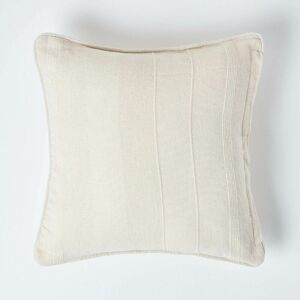 Homescapes - Cotton Rajput Ribbed Natural Cushion Cover, 60 x 60 cm - Natural