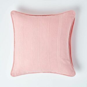 Homescapes - Cotton Rajput Ribbed Pink Cushion Cover, 60 x 60 cm - Pink