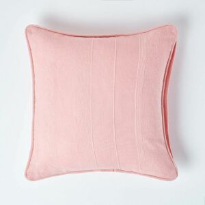 Homescapes - Cotton Rajput Ribbed Pink Cushion Cover, 45 x 45 cm - Pink