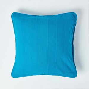 Homescapes - Cotton Rajput Ribbed Teal Cushion Cover, 60 x 60 cm - Blue