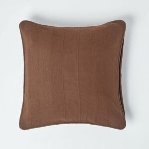 Homescapes - Cotton Rajput Ribbed Chocolate Cushion Cover, 60 x 60 cm - Brown