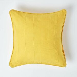 Homescapes - Cotton Rajput Ribbed Sunshine Orange Yellow Cushion Cover, 45 x 45 cm - Yellow