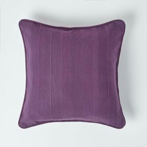 Homescapes - Cotton Rajput Ribbed Purple Cushion Cover, 45 x 45 cm - Purple