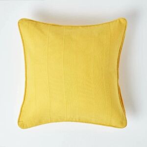 Homescapes - Cotton Rajput Ribbed Sunshine Orange Yellow Cushion Cover, 60 x 60 cm - Yellow